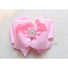 Diamante "Grace" clip bow - Pink